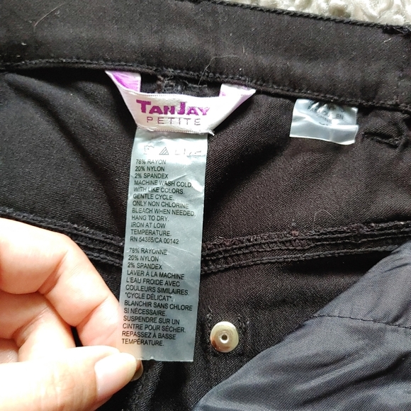 Tan Jay Petite | Black straight leg jean/dress pant with pocket rhinestones - Picture 7 of 11